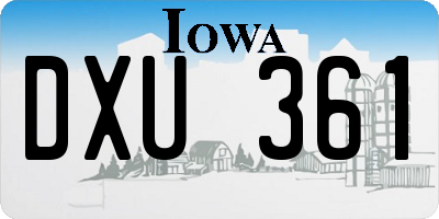 IA license plate DXU361