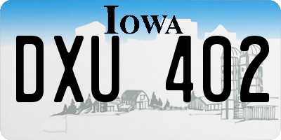 IA license plate DXU402