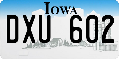 IA license plate DXU602