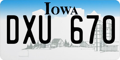 IA license plate DXU670