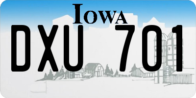IA license plate DXU701