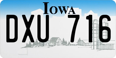 IA license plate DXU716
