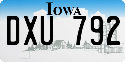 IA license plate DXU792