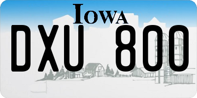 IA license plate DXU800