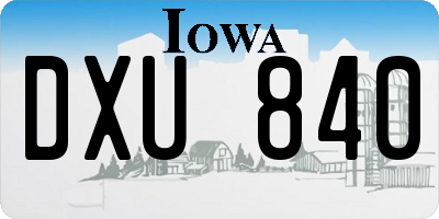 IA license plate DXU840