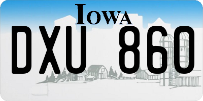 IA license plate DXU860