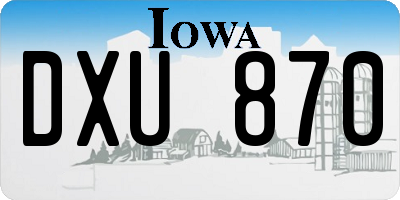 IA license plate DXU870