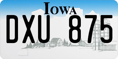 IA license plate DXU875