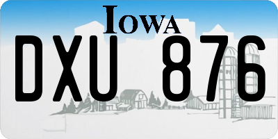 IA license plate DXU876