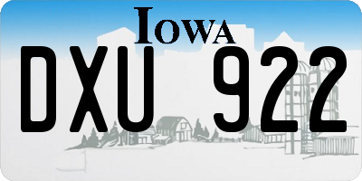 IA license plate DXU922