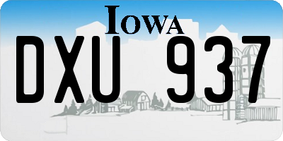 IA license plate DXU937