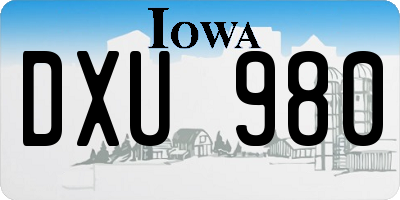 IA license plate DXU980
