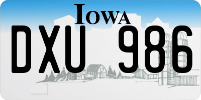 IA license plate DXU986
