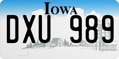 IA license plate DXU989