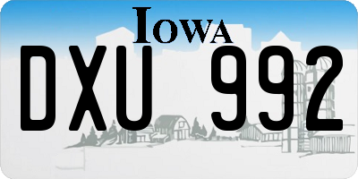 IA license plate DXU992