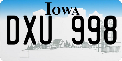 IA license plate DXU998