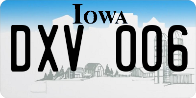 IA license plate DXV006