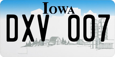 IA license plate DXV007