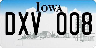 IA license plate DXV008