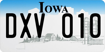 IA license plate DXV010