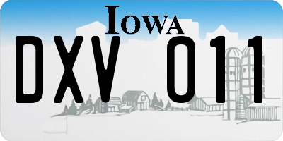 IA license plate DXV011