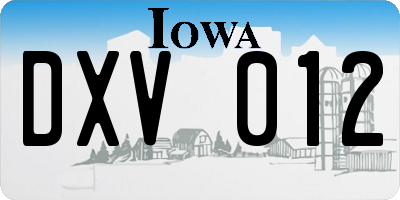 IA license plate DXV012