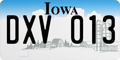 IA license plate DXV013