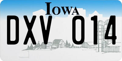 IA license plate DXV014