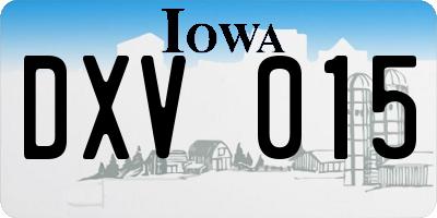 IA license plate DXV015