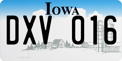 IA license plate DXV016