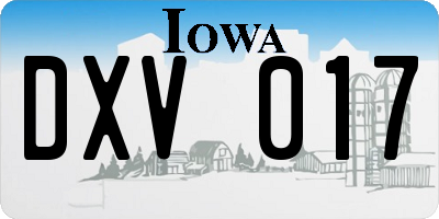 IA license plate DXV017