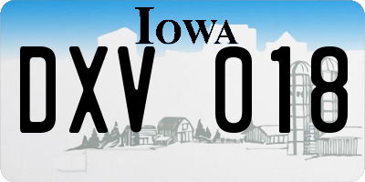 IA license plate DXV018