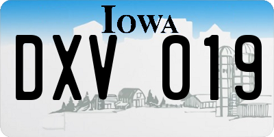 IA license plate DXV019