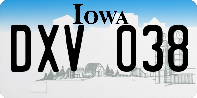 IA license plate DXV038