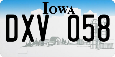 IA license plate DXV058