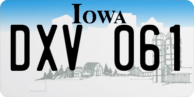 IA license plate DXV061