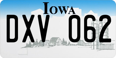 IA license plate DXV062