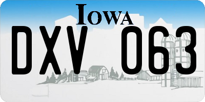 IA license plate DXV063