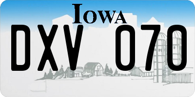 IA license plate DXV070