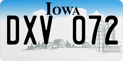 IA license plate DXV072