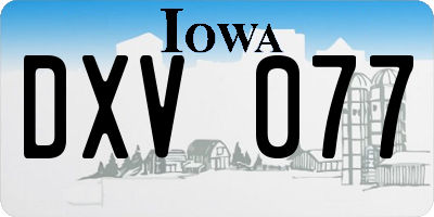 IA license plate DXV077