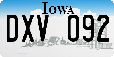 IA license plate DXV092