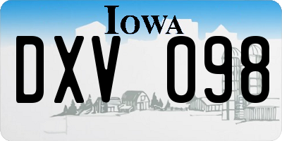 IA license plate DXV098