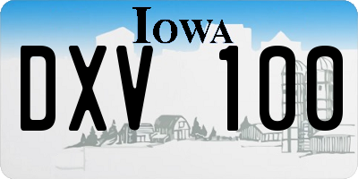 IA license plate DXV100