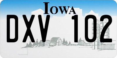 IA license plate DXV102