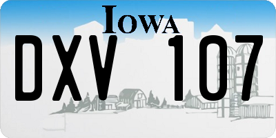 IA license plate DXV107