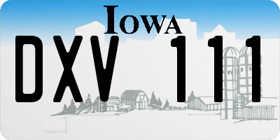 IA license plate DXV111