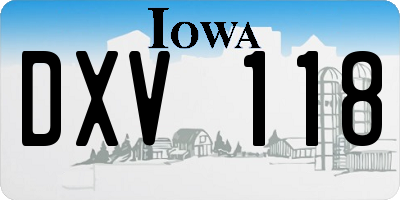 IA license plate DXV118