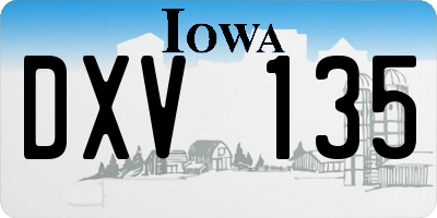 IA license plate DXV135
