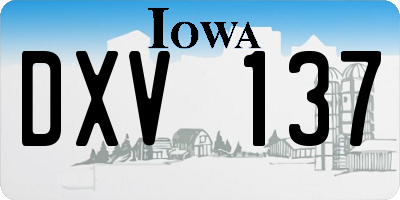 IA license plate DXV137